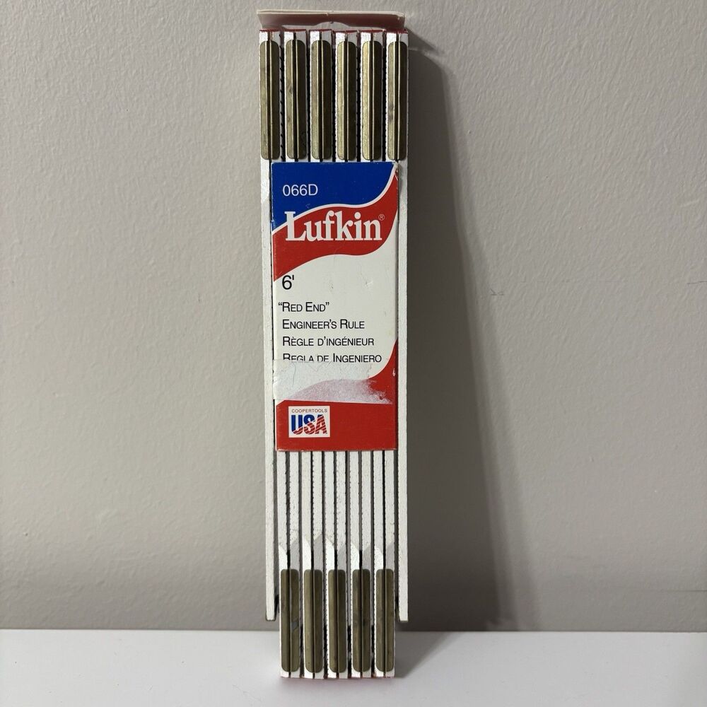 LUFKIN No. 066D “Red End” Rule 6 ft Extension Folding Wood Measure USA NEW